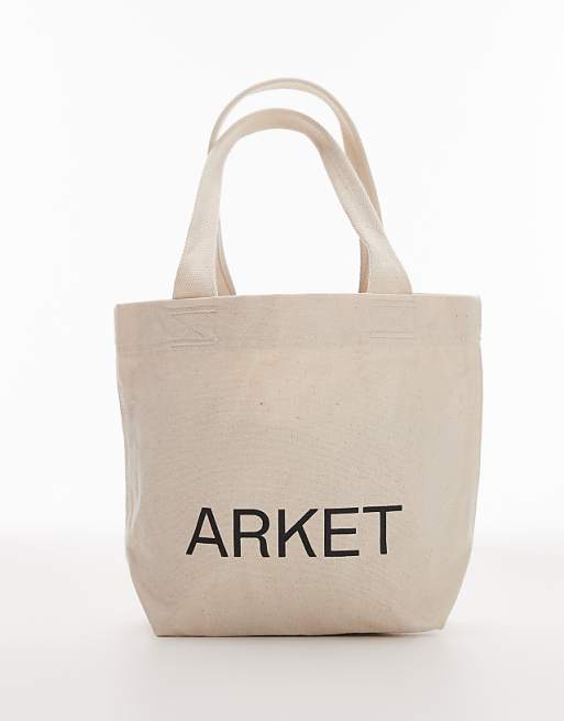 ARKET Canvas Mini Tote Bag In Off White