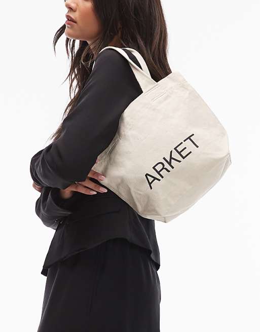 ARKET Canvas Mini Tote Bag In Off White