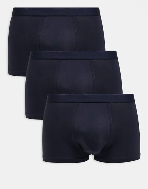 ARKET cotton rich 3 pack premium trunk boxer set in dark blue