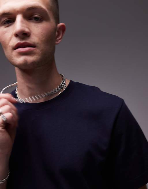 ARKET Heavyweight Jersey T-shirt In Navy Blue