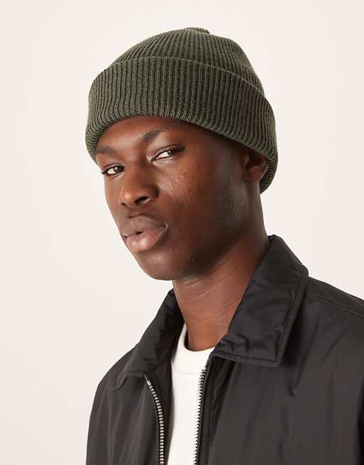 ARKET premium ribbed beanie in dark green