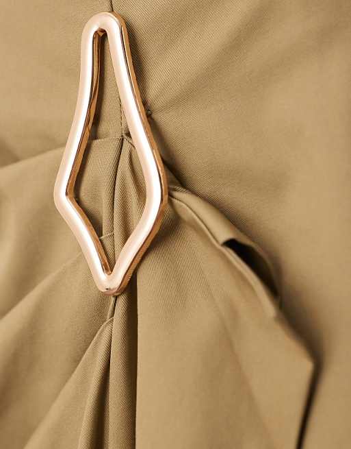 ARRANGE Drape Structured Maxi Skirt With Metal Trim In Camel