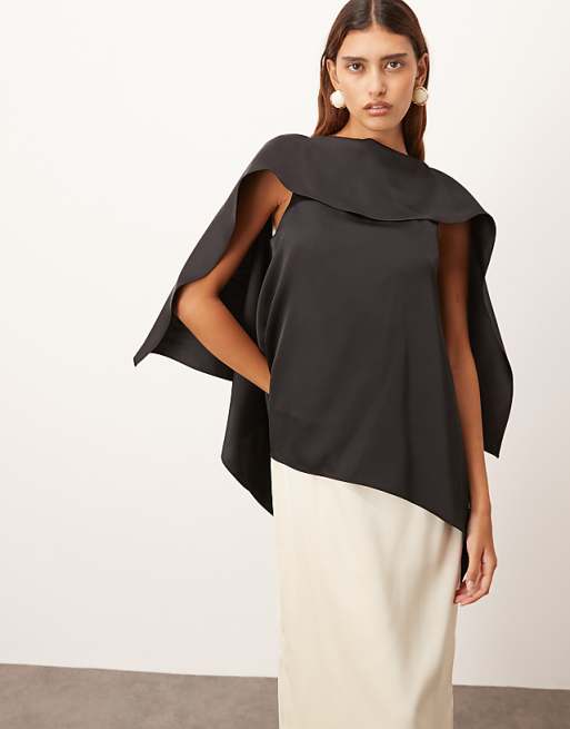 ARRANGE Scarf Neck Square Cut Column Midi Dress In Mono Colourblock