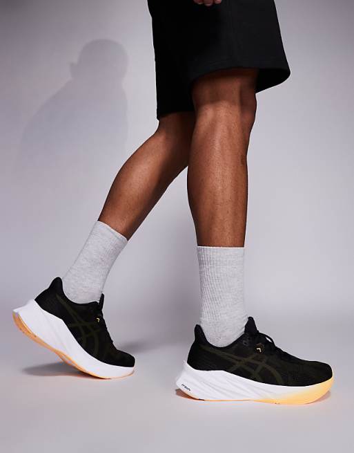 Asics Dynablast 5 Running Trainers In Black And Brown Stone