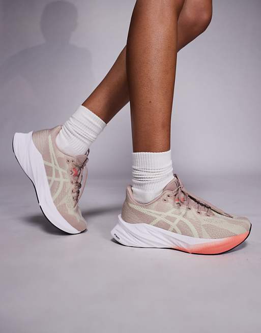 Asics Dynablast 5 Running Trainers In Taupe And White