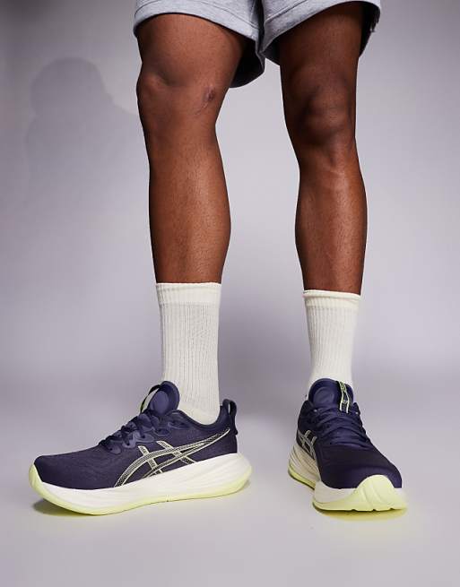 Asics Gel-Cumulus 27 Running Trainers In Indigo Fog And Lucid Yellow