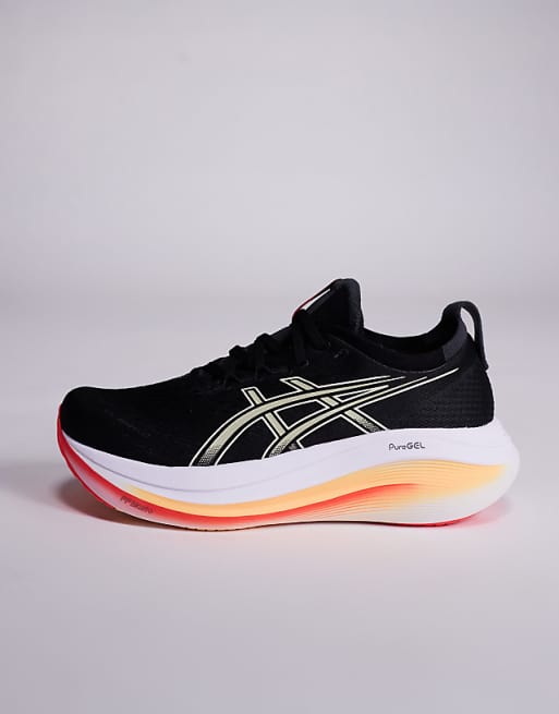 Asics Gel-Nimbus 27 Running Trainers In Black And Khaki