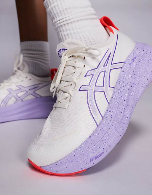 Asics Gel-Nimbus 27 Tokyo Running Trainers In Off White And Purple