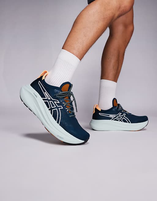 Asics Gel-Nimbus 27 Tr running trainers in stone and tranquil teal