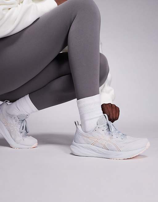 Asics Gel-Pulse 16 running trainers in grey and pink