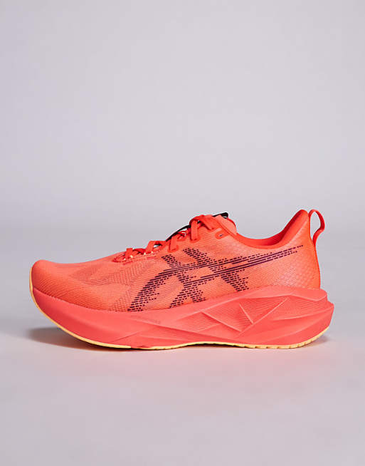 Asics Novablast 5 Running Trainers In Flash Red And Edo Purple