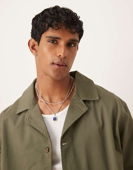 ASOS DESGIN Cotton Twill Worker Jacket In Green