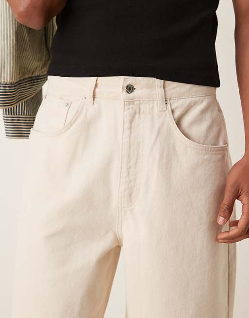 ASOS DESGIN Oversized Denim Jort In Beige