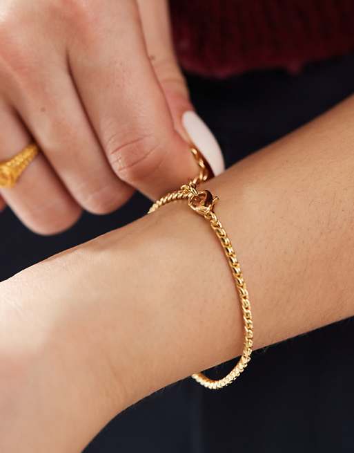 ASOS DESIGN 14k gold plated bracelet with fine chain detail