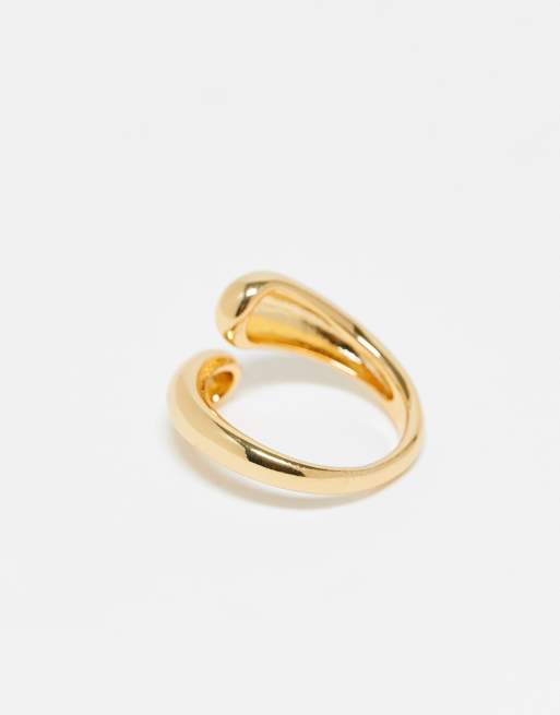 ASOS DESIGN 14k Gold Plated Chunky Ring With Wrap Around Ring Design