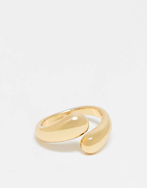 ASOS DESIGN 14k gold plated chunky ring with wrap around ring design
