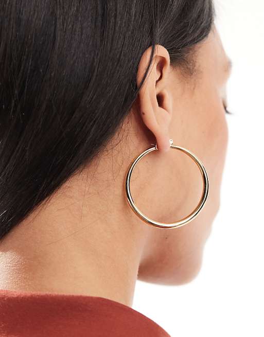 ASOS DESIGN 14k Gold Plated Earrings With Graduated Skinny Hoop Detail