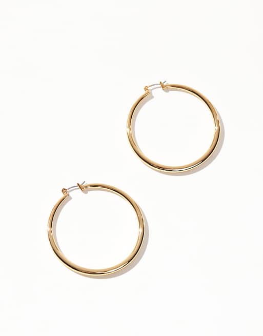 ASOS DESIGN 14k Gold Plated Earrings With Graduated Skinny Hoop Detail