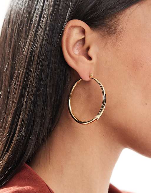 ASOS DESIGN 14k gold plated earrings with graduated skinny hoop detail