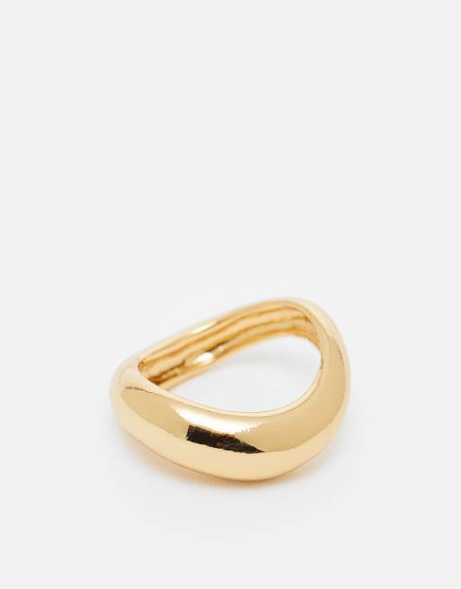 ASOS DESIGN 14k Gold Plated Ring With Wave Design