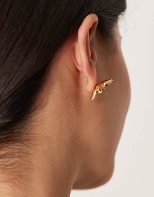 ASOS DESIGN 14k Gold Plated Stud Earrings With Small Floral Design