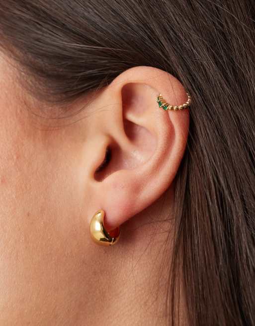 ASOS DESIGN 14k Gold Plated Wide Huggie Hoops In Gold Tone