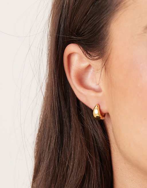 ASOS DESIGN 14k gold plated wide huggie hoops in gold tone