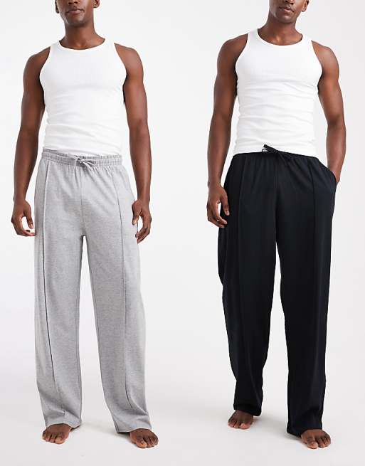 ASOS DESIGN 2 pack lounge bottoms in black and grey marl