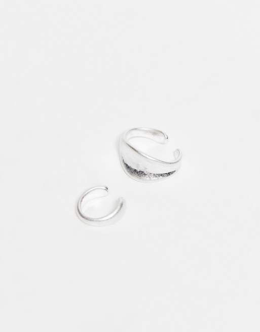 ASOS DESIGN 2 Pack Molten Ear Cuffs In Silver