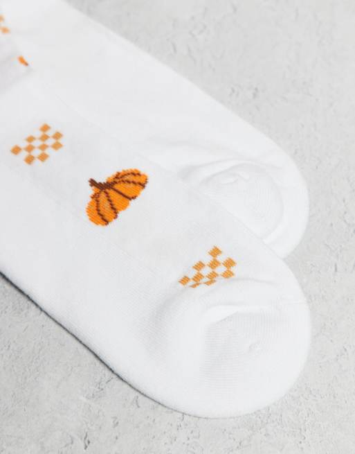ASOS DESIGN 2 Pack Socks Pumpkin Spice Graphic In White