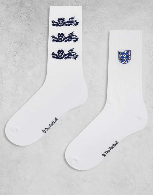 ASOS DESIGN 2 pack socks with England embroidery in white