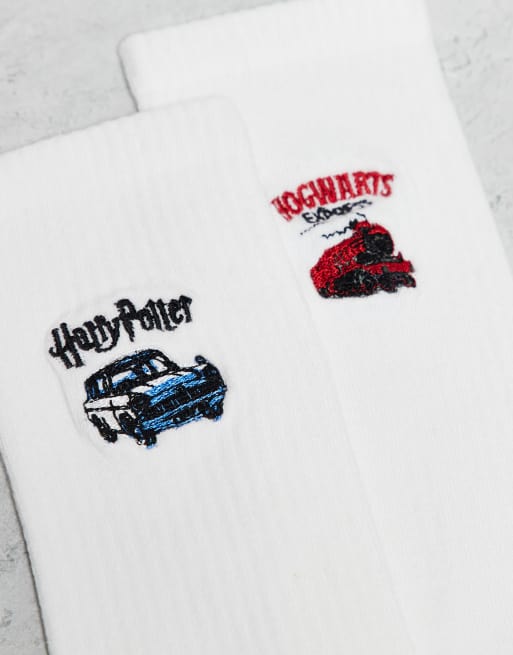 ASOS DESIGN 2 Pack Socks With Harry Potter Graphic In White