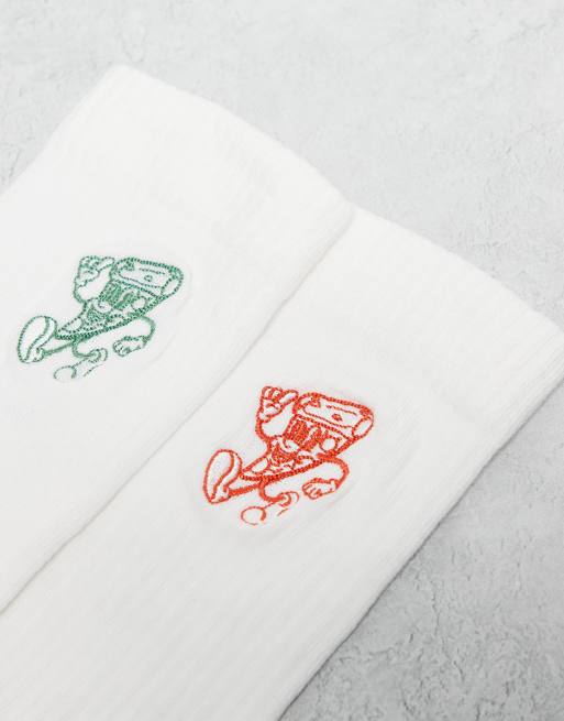 ASOS DESIGN 2 Pack Socks With Pizza Graphic In Multi