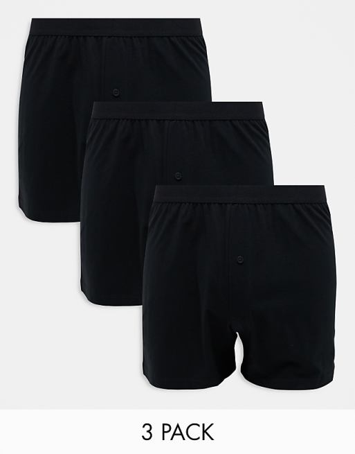 ASOS DESIGN 3 pack boxers in black