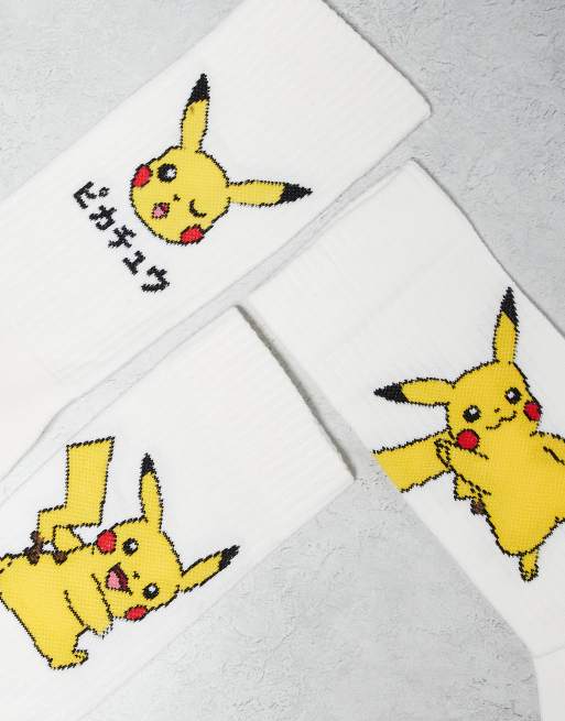 ASOS DESIGN 3 Pack Socks With Pokemon Graphic In White