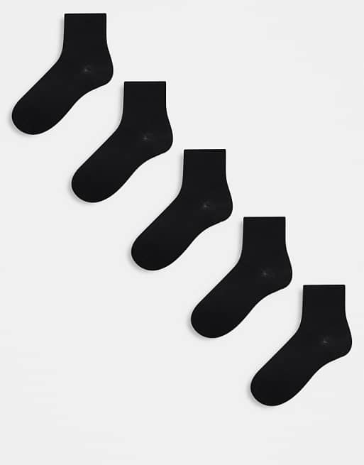 ASOS DESIGN 5 pack ankle socks in black