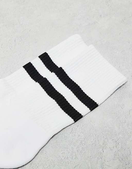 ASOS DESIGN 5 Pack Sport Socks In White With Black Stripe - WHITE