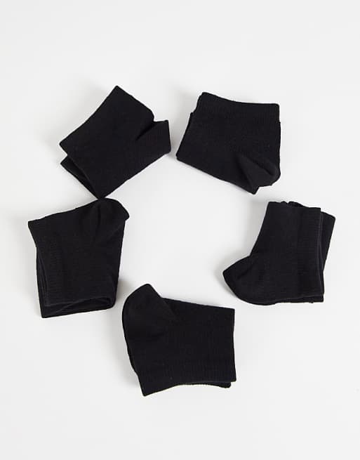 ASOS DESIGN 5 Pack Trainer Socks In Black