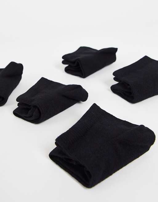 ASOS DESIGN 5 Pack Trainer Socks In Black
