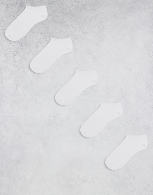 ASOS DESIGN 5 pack trainer socks in white