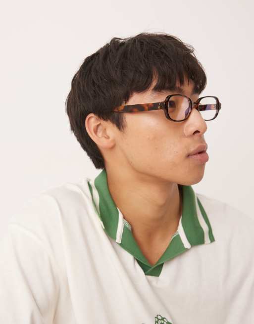 ASOS DESIGN 90's Skinny Square In Tortoise Frame With Clear Lens