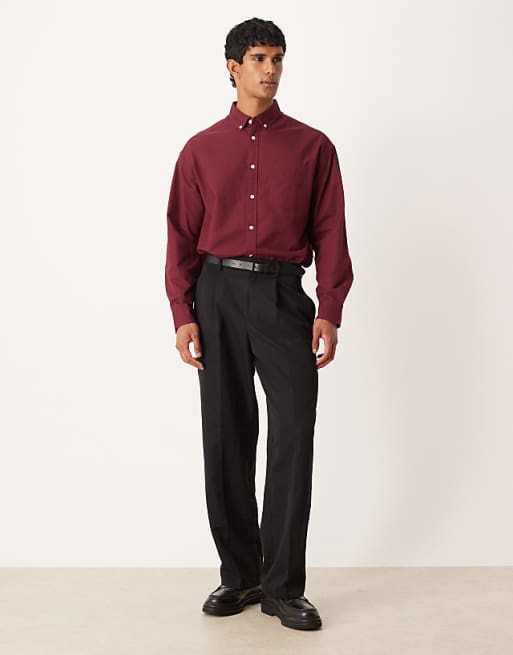 ASOS DESIGN 90s Oversized Oxford Shirt In Burgundy