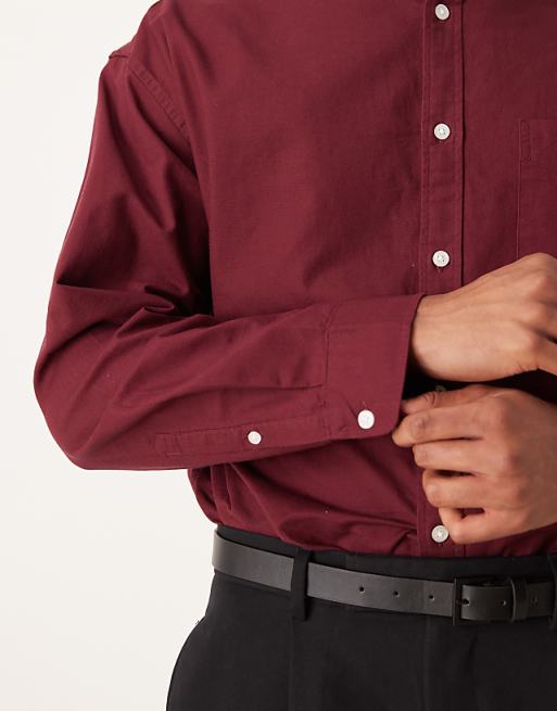 ASOS DESIGN 90s Oversized Oxford Shirt In Burgundy