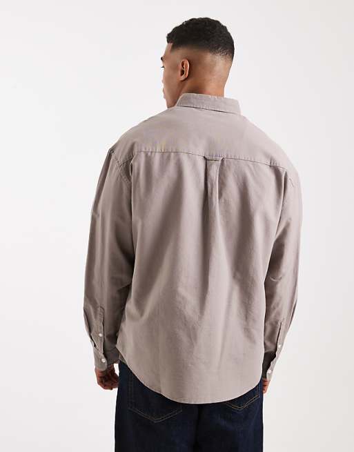 ASOS DESIGN 90s Oversized Oxford Shirt In Stone