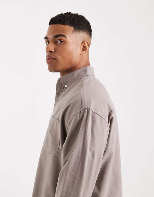 ASOS DESIGN 90s Oversized Oxford Shirt In Stone