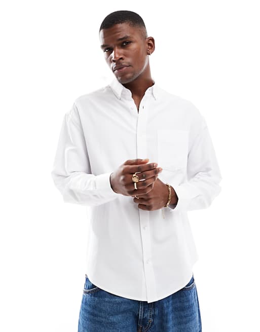 ASOS DESIGN 90s oversized oxford shirt in white