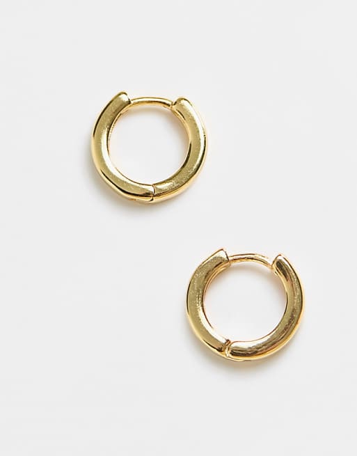 ASOS DESIGN 9mm hoop earrings in 14k gold plate - GOLD