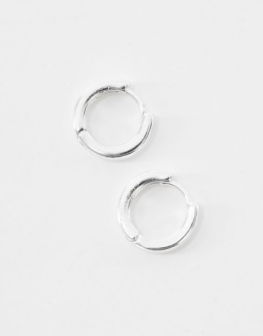 ASOS DESIGN 9mm Hoop Earrings In Real Silver Plate - SILVER
