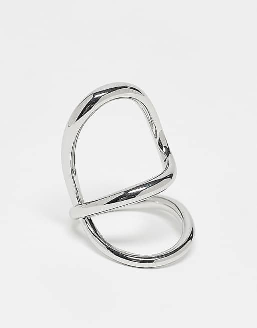ASOS DESIGN abstract ring with minimalist design in silver tone