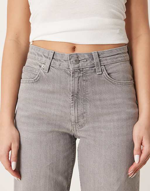ASOS DESIGN Ankle Grazer Straight Leg Jeans In Grey